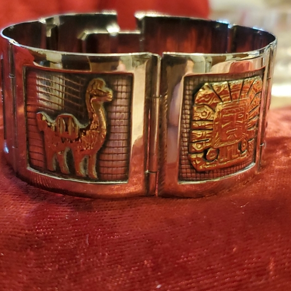 Sterling Silver 18K Gold Bracelet Industria Perua - Picture 3 of 16